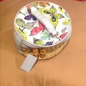 Estée Lauder Wicker Basket Cosmetic Bag Rare NWT